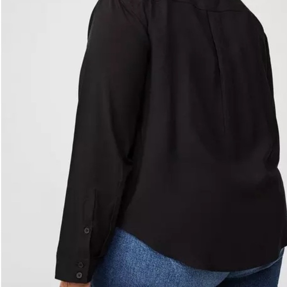 Torrid Womens NWT Lizzie Button Front Blouse Size 4X Black Collared Long Sleeves - Picture 2 of 12